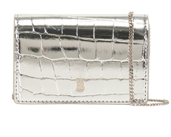 Burberry Jessie Croc-Embossed Card Wallet,Lthr,Slvr,ITPELLUN9LAS,S/B/DB,2*